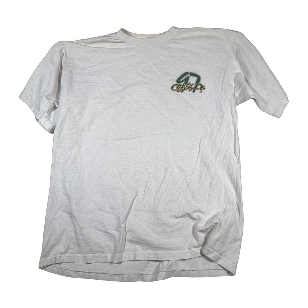 97 CLASSIC CF T Shirts White Short Sleeve Graffiti Graphic Tee Large Mens Cotton